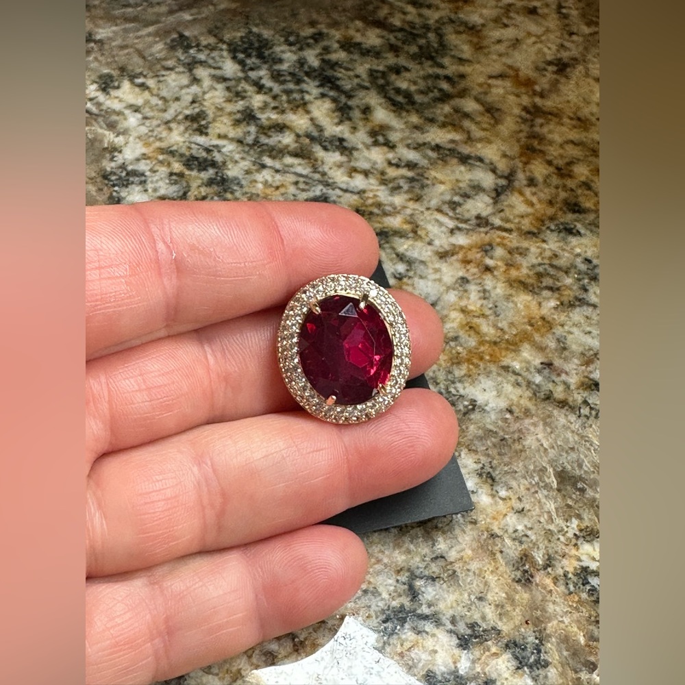 INC Gold Ruby CZ Stone Ring - Picture 8 of 9